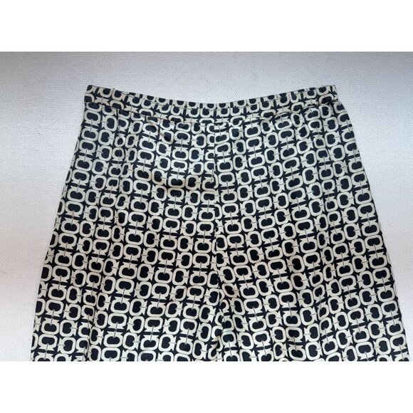 Vintage Vision Apparel Straight Satin Pants Womens Size 8 Tan Black Geometric - Picture 10 of 12